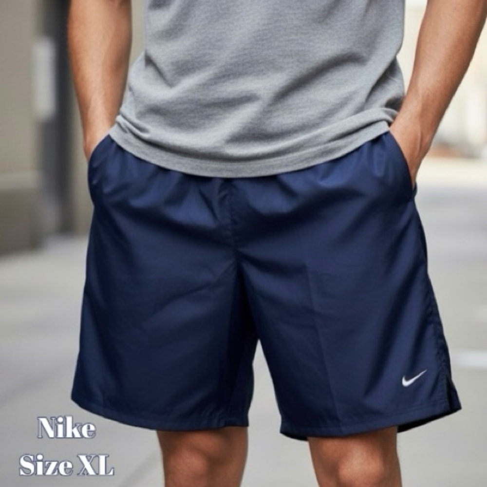 Nike Shorts Basketball Silky Navy Blue Solo Swoosh Activewear Athletic Men’s XL